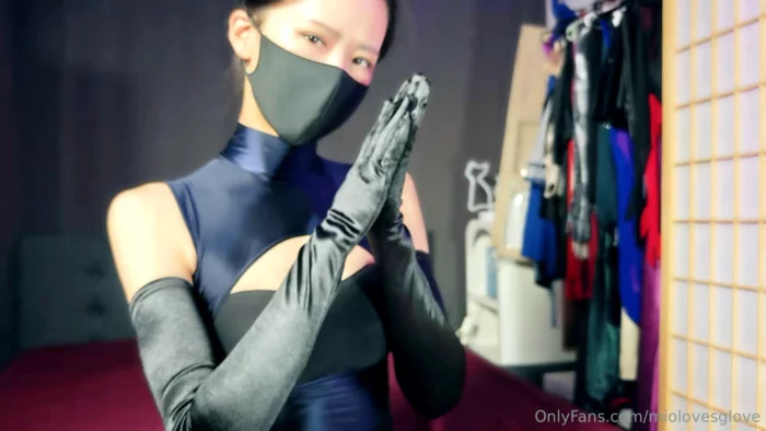 I Like This Combination Pretty Much - Sexy Catsuit With Long Black Satin Gloves - MIOLOVESGLOVE - MP4