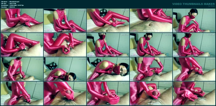 Rosered Spandex Silky Glove Handjob! - MIOLOVESGLOVE - MP4