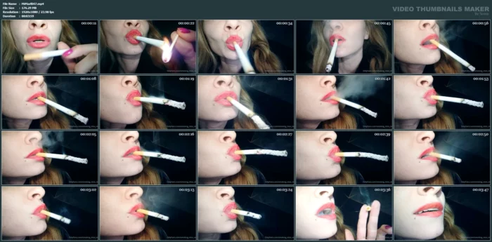 Extreme Closeup Hands Free Smoking A Marlboro - SMOKING MISS M / MISTRESS MARLENA - MP4