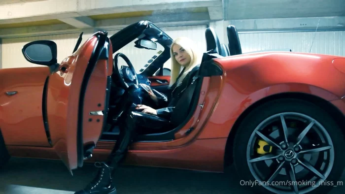What A Pleasure To Smoke A First Cigarette In My New Car! - SMOKING MISS M / MISTRESS MARLENA - MP4
