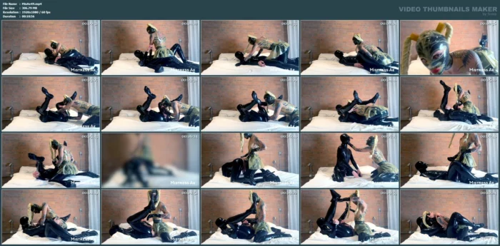 Latex Doll Pegging Space Bug On White Sheets - MISTRESS AE - MP4