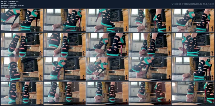 Mistress Elle In Black And Turquoise Sandals Wants To Play And Be Very Good Edit 1 - MISTRESS ELLE - MP4