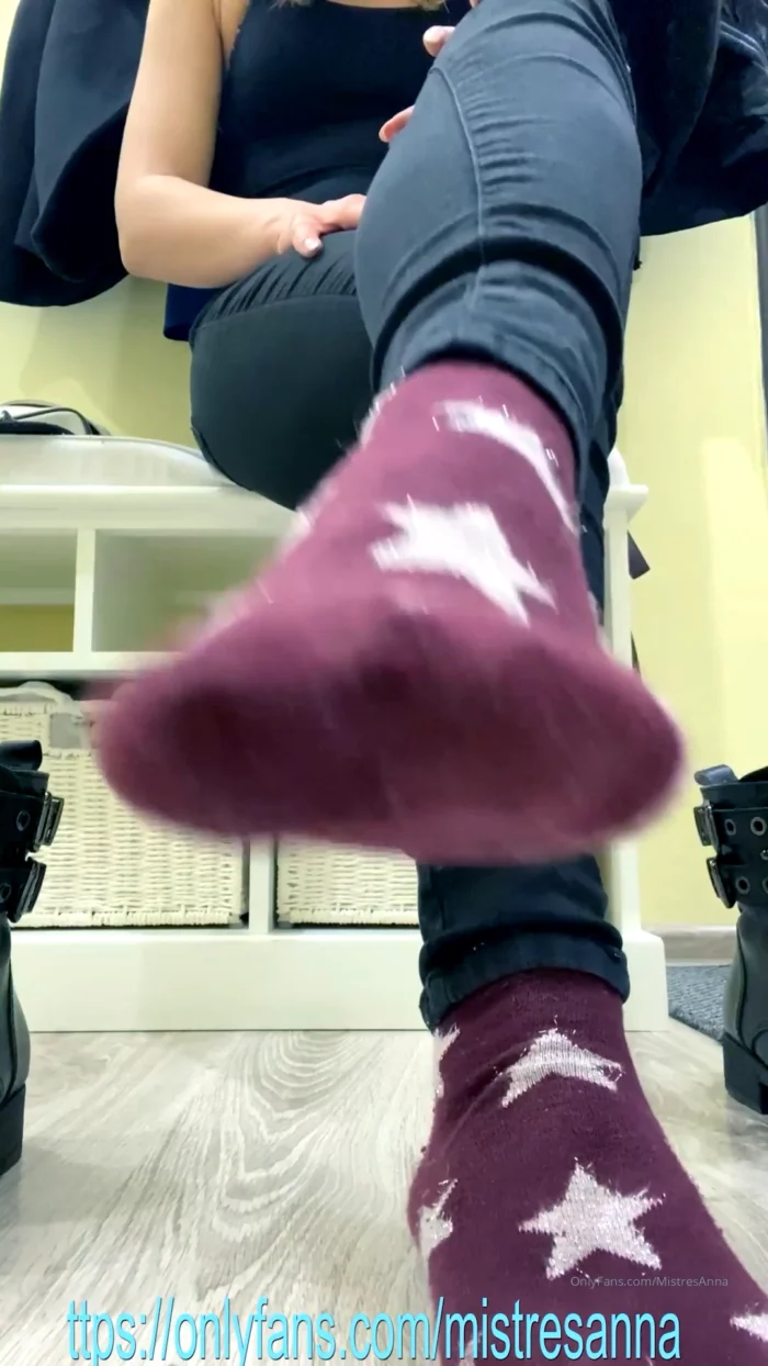My Socks And Feet After Work - Imagine How They Smells - MISTRESS ANNA - MP4