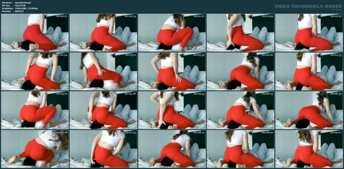 Sniff My Farts, You Little Bitch - Facesitting Smother And Farting Session In Tight Red Leggings - QUEEN SYLVIA - MP4