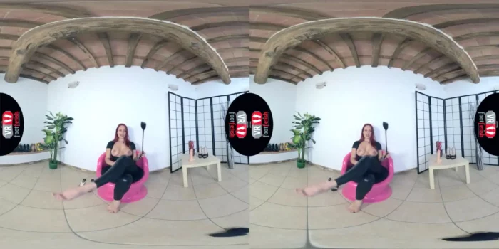 Vr Foot Fetish - Leather-Clad Mistress Gaia Plays With A Strap-On Dildo - Big Tits Redhead Solo Foot Fetish Vr - SEXLIKEREAL - MP4