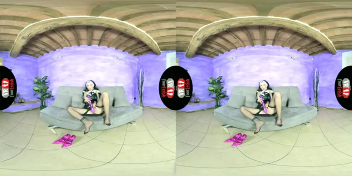 Vr Foot Fetish - Naughty Nun Elisè Stimulates Her Pussy With A Purple Vibrator - Cosplay Solo Vr Porn Foot Fetish - SEXLIKEREAL - MP4