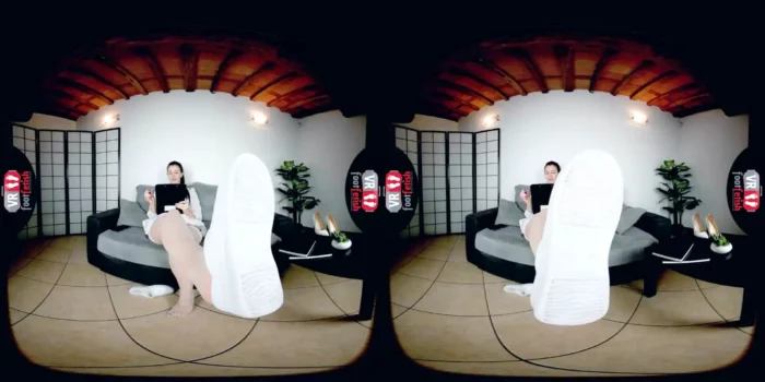Vr Foot Fetish - Young Beauty Showcases Flawless Feet In Stylish Black Stockings - SEXLIKEREAL - MP4