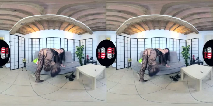 Vr Foot Fetish - Irresistibly Sexy Magena Yama In A Full-Body Black Nylon Bodysuit; Leg And Stocking Fetish Vr - SEXLIKEREAL - MP4