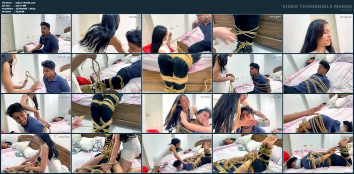 Dominant Girlfriend Practices Her Rope Rigging Skills In Intense Bondage - SELFGAGS FEMDOM BONDAGE - MP4