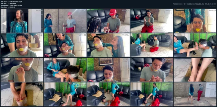 Handyman Turned Foot Slave - SELFGAGS FEMDOM BONDAGE - MP4