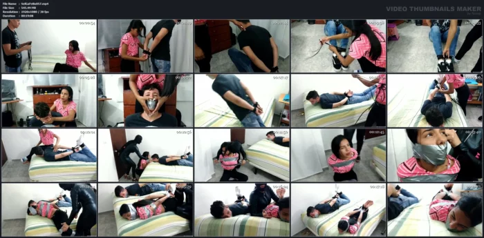 Kinky Young Couple In Bondage - SELFGAGS FEMDOM BONDAGE - MP4