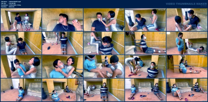Stepsiblings Tied Up By Their Roommate - SELFGAGS FEMDOM BONDAGE - MP4