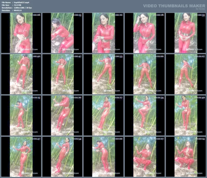 I'm Making My Red Latex Catsuit Nice And Shiny With Silicone Oil - SOPHIE ELODIE / SOPHIE MARTIN - MP4