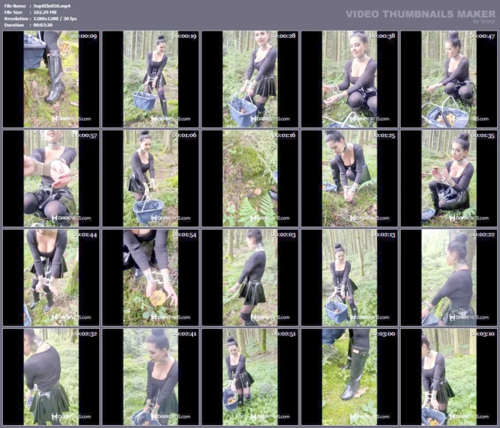 In A Kinky Outfit, Hunter Rubber Boots, And Handcuffs While Mushroom Picking - SOPHIE ELODIE / SOPHIE MARTIN - MP4