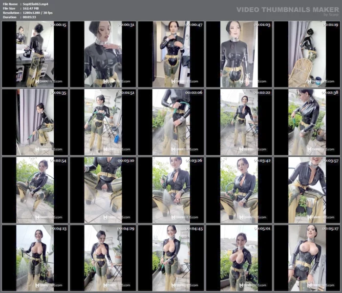 In A Latex Catsuit, Corset, And Transparent Latex Chaps - SOPHIE ELODIE / SOPHIE MARTIN - MP4
