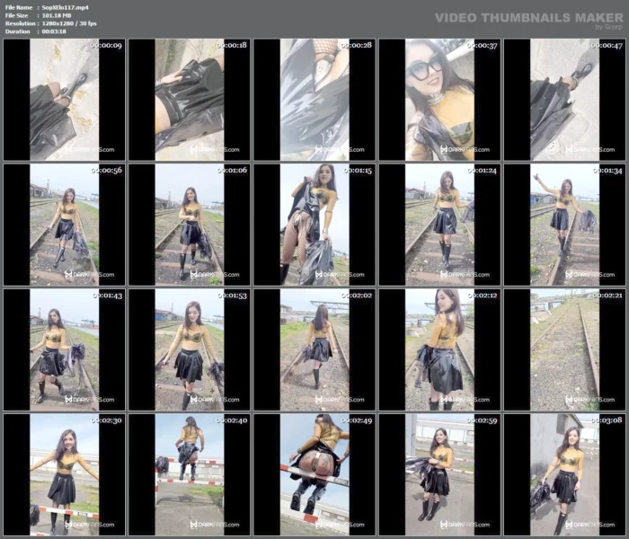 Outdoors In Latex And A Chastity Belt - SOPHIE ELODIE / SOPHIE MARTIN - MP4