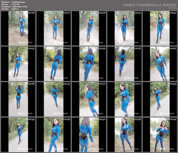 Outdoors In My Blue Latex Catsuit - SOPHIE ELODIE / SOPHIE MARTIN - MP4
