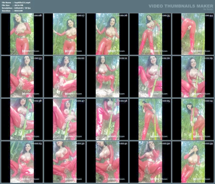 In My Red Latex Catsuit In The Bamboo Forest 2 - SOPHIE ELODIE / SOPHIE MARTIN - MP4