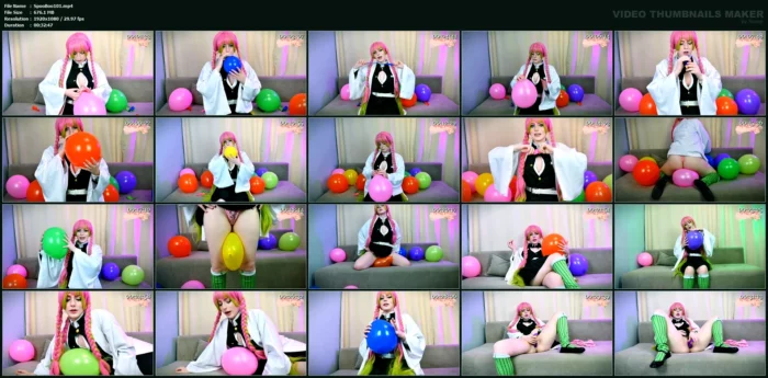 Mitsuri Kanroji Blows Balloons, Pops Them And Masturbate - SPOOKY BOOGIE - MP4
