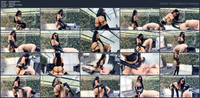 Strap-On Pegging On The Terrace In Transparent Rubber Catsuit - EVIL WOMAN / FCHDOMMES / FETISH CHATEAU DOMMES - MP4