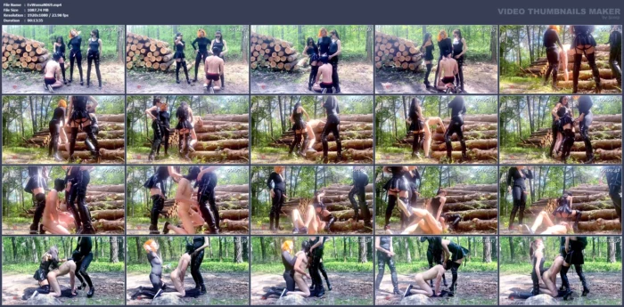 Strapon Gang Bang In The Forest - EVIL WOMAN / FCHDOMMES / FETISH CHATEAU DOMMES - MP4