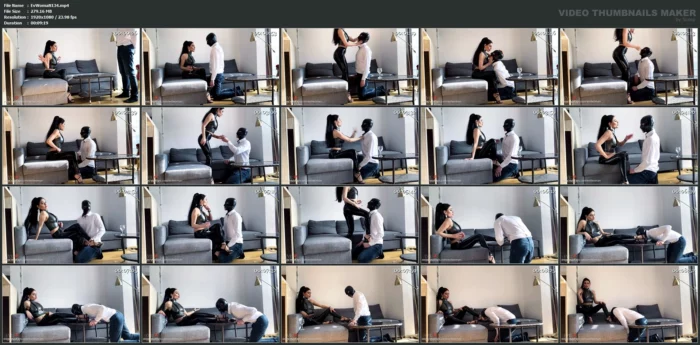 Hard Face Slapping Spitting And Foot Worship By This Late Loser - EVIL WOMAN / FCHDOMMES / FETISH CHATEAU DOMMES - MP4