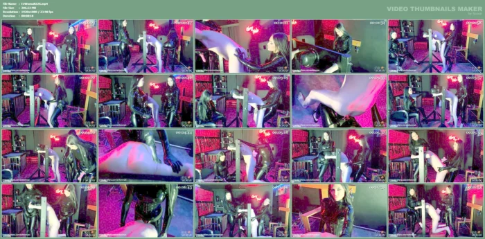 Strap-On Fucking In The Stocks - EVIL WOMAN / FCHDOMMES / FETISH CHATEAU DOMMES - MP4