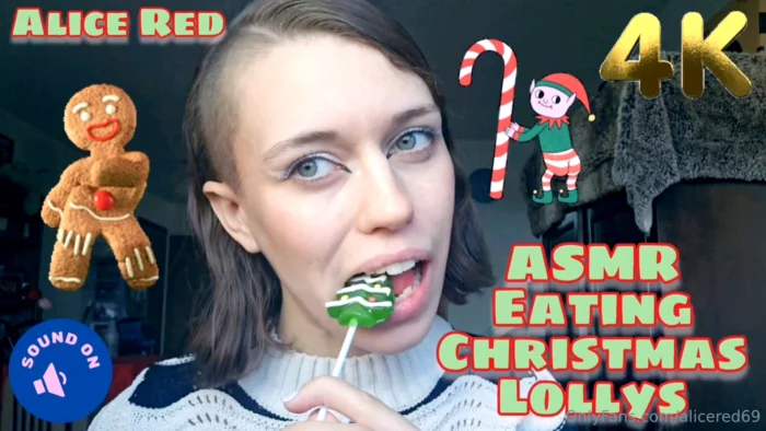 ASMR Eating Christmas Lollys - ALICE RED - MP4