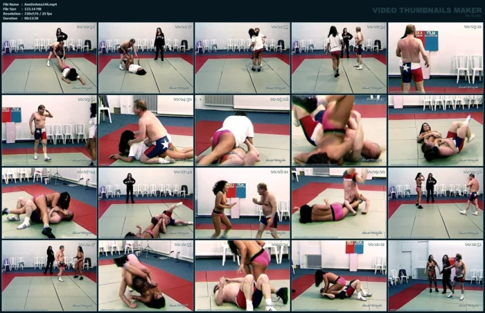 Referee Albert Shows Vanessa Some Wrestling Moves, Which She Then Uses In A Show Fight With Him - ANNDEES AMAZONS - MP4