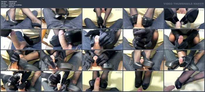 Super Hight And Silver High Heels Shoe Job And Play With His Dick By Heels... On End He Cum On My Shoes And Legs In Stockings - AQUA POLA / CYNTIA CYMES - MP4