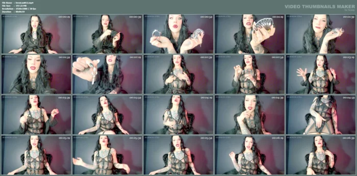 Chastity Cage For Cuckold Husband Femdom POV - DEMONESS LUNA - MP4