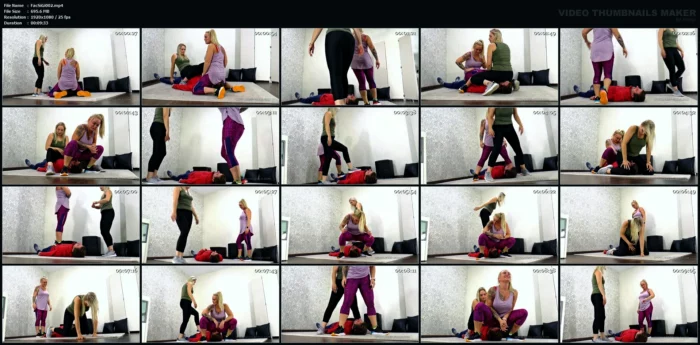 A Break On His Face With 2 Sweaty Asses - Queen Hanna And Mistress Jane - FACESITTINGGIRLS - MP4