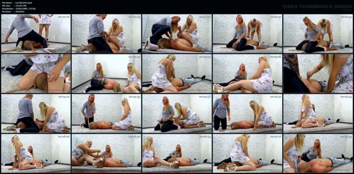 The Slave Is Helpless, At The Mercy Of The Two Mistresses! Mistress Jane And Queen Hanna - FACESITTINGGIRLS - MP4