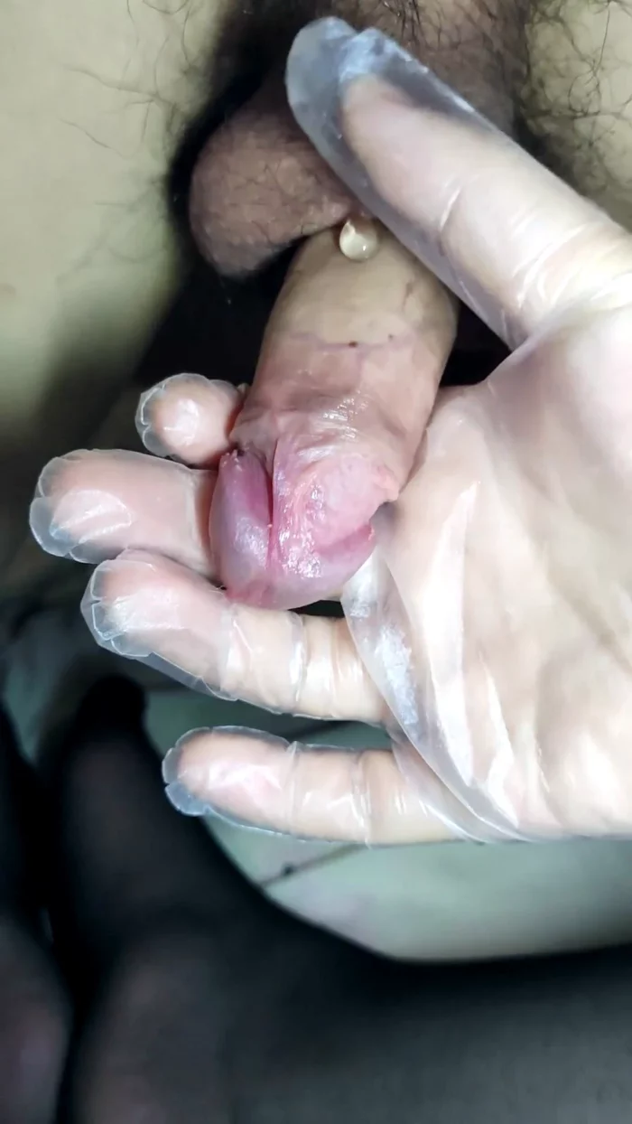 Penile Hardness Checkup With Gloves And Pantyhose - FETISH FANTAZY - MP4