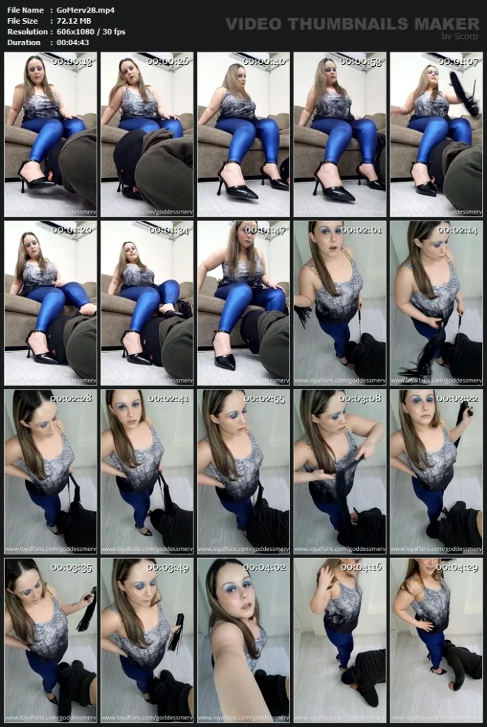 His Work Is To Clean My Black Shiny High Heels - GODDESS MERVE - MP4