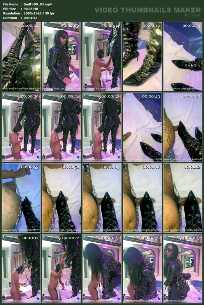 Black Kitten Boots Table CBT & Bootjob - GODDESS FIRE - MP4