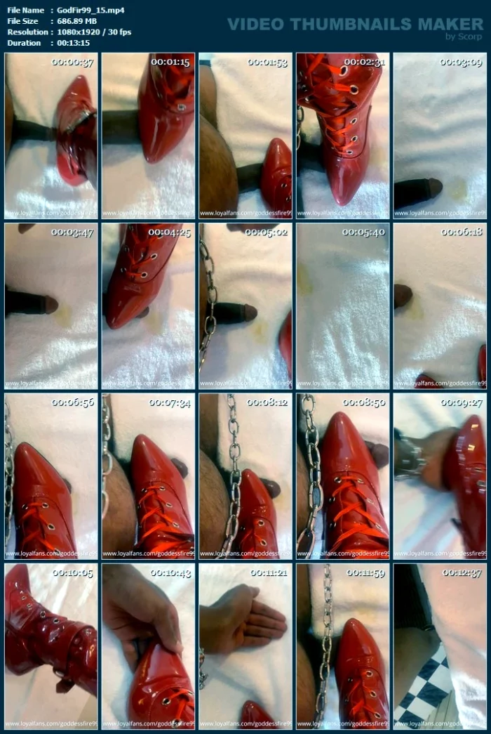 Custom Video - Shiny Red Pointy Boots CBT & Bootjob (Closeup View Angle) - GODDESS FIRE - MP4