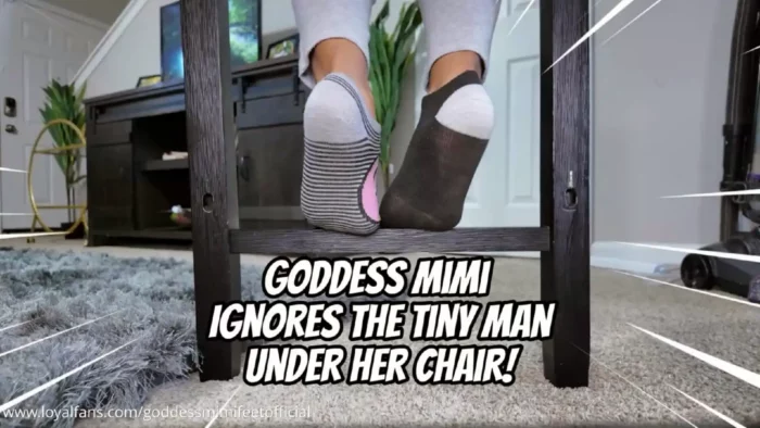 Goddess Mimi Ignores The Tiny Man Under Her Chair! - GODDESS MIMI FEET - MP4