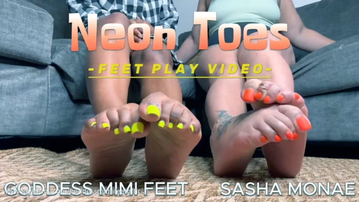 Neon Orange And Yellow Toes Feet Play Video! - GODDESS MIMI FEET - MP4