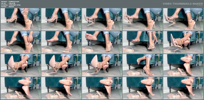 Nude Heel Dangle And Tease - GODDESS MIMI FEET - MP4