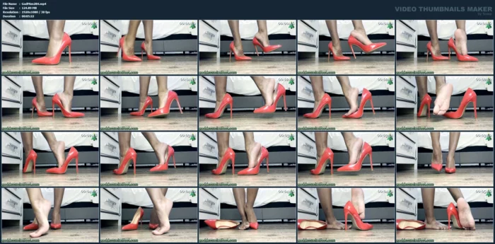 Slow Motion Red Stiletto Heel Tease - GODDESS MIMI FEET - MP4