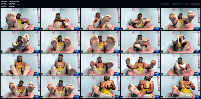 Topless Nylon Feet Play JOI - GODDESS MIMI FEET - MP4