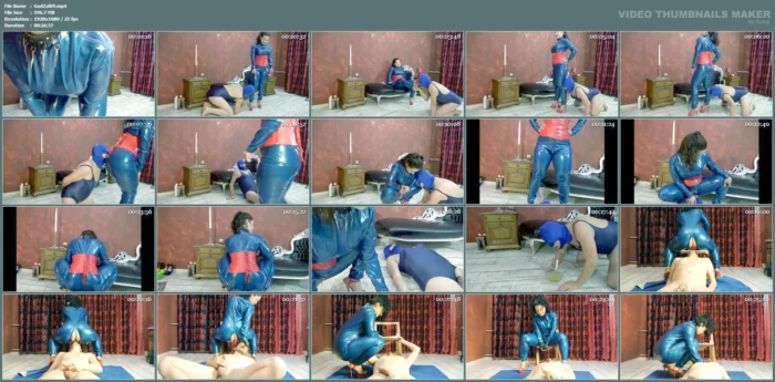 Coerced Feeding In Blue Latex Suit - GODDESS ZALEYA SCAT - MP4