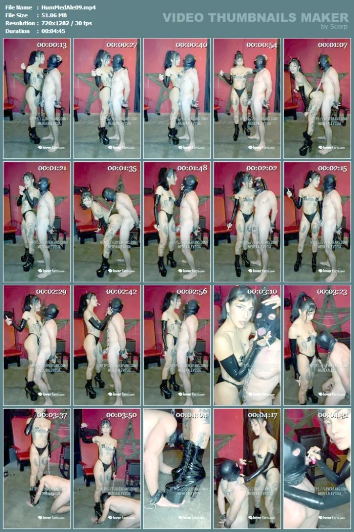 Human Ashtray, Boot Fetish, Chastity, Latex, Gynarche, Humiliation, Slapping - HUMILLATRIX MEDEA / MISTRESS MEDEA ALEVOSIA - MP4