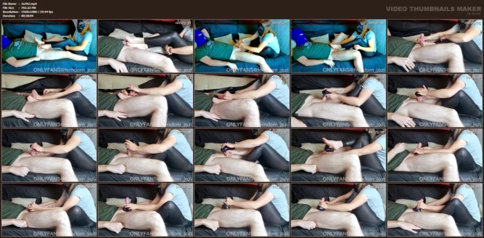 Amateur Edging Footjob And Handjob With Vibrator. Massive Cumshot And Post Cum Handjob - JOZI - MP4