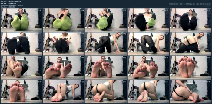 I Got My Feet So Sweaty Into Those Socks And Pantyhose! - KATHRYNNE FEET GODDESS / MISS KATRIN - MP4