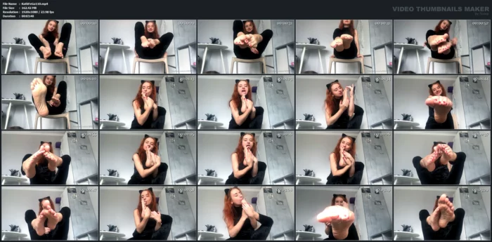 Kitten Lick Her Paws! - KATHRYNNE FEET GODDESS / MISS KATRIN - MP4