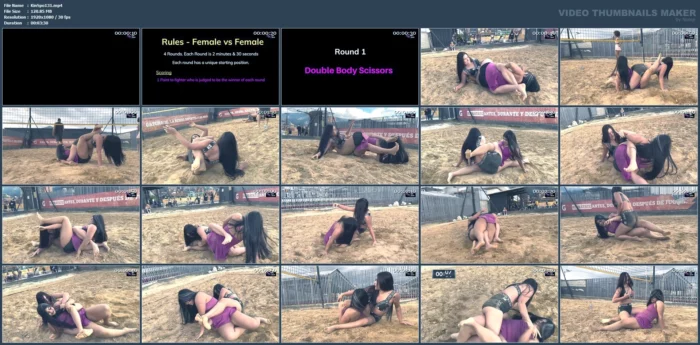 Serafina Vs Valentina Sand Wrestling - Round 1 - Double Bodyscissors - KINKSPORTS - MP4