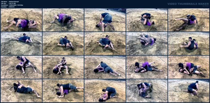 Valentina Vs Kevin Sand Beach Wrestling - Round 2 - Reverse Headscissor - KINKSPORTS - MP4
