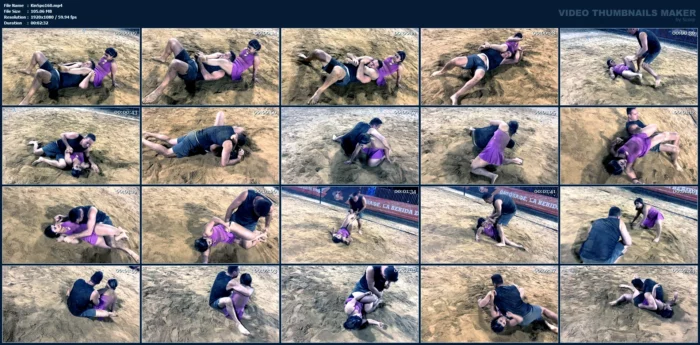 Valentina Vs Kevin Sand Beach Wrestling - Round 4 - Headscissors From Behind - KINKSPORTS - MP4